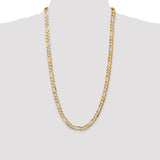 14K 26 inch 6.75mm Concave Open Figaro with Lobster Clasp Chain LFG180