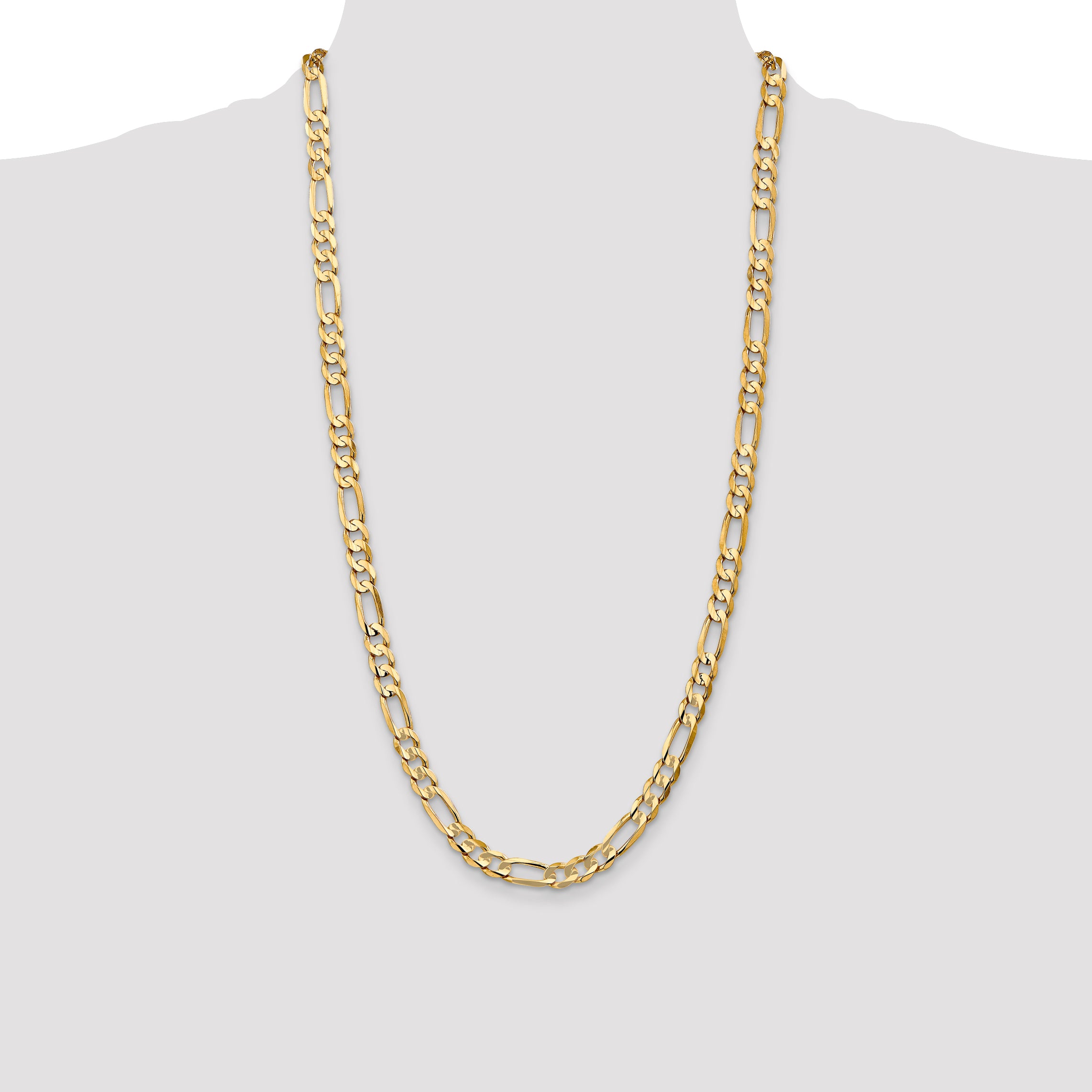14K 26 inch 6.75mm Concave Open Figaro with Lobster Clasp Chain LFG180