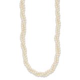14k 6-7mm White Near-Round Freshwater Cultured Pearl 3-Strand 21 inch Necklace XF553