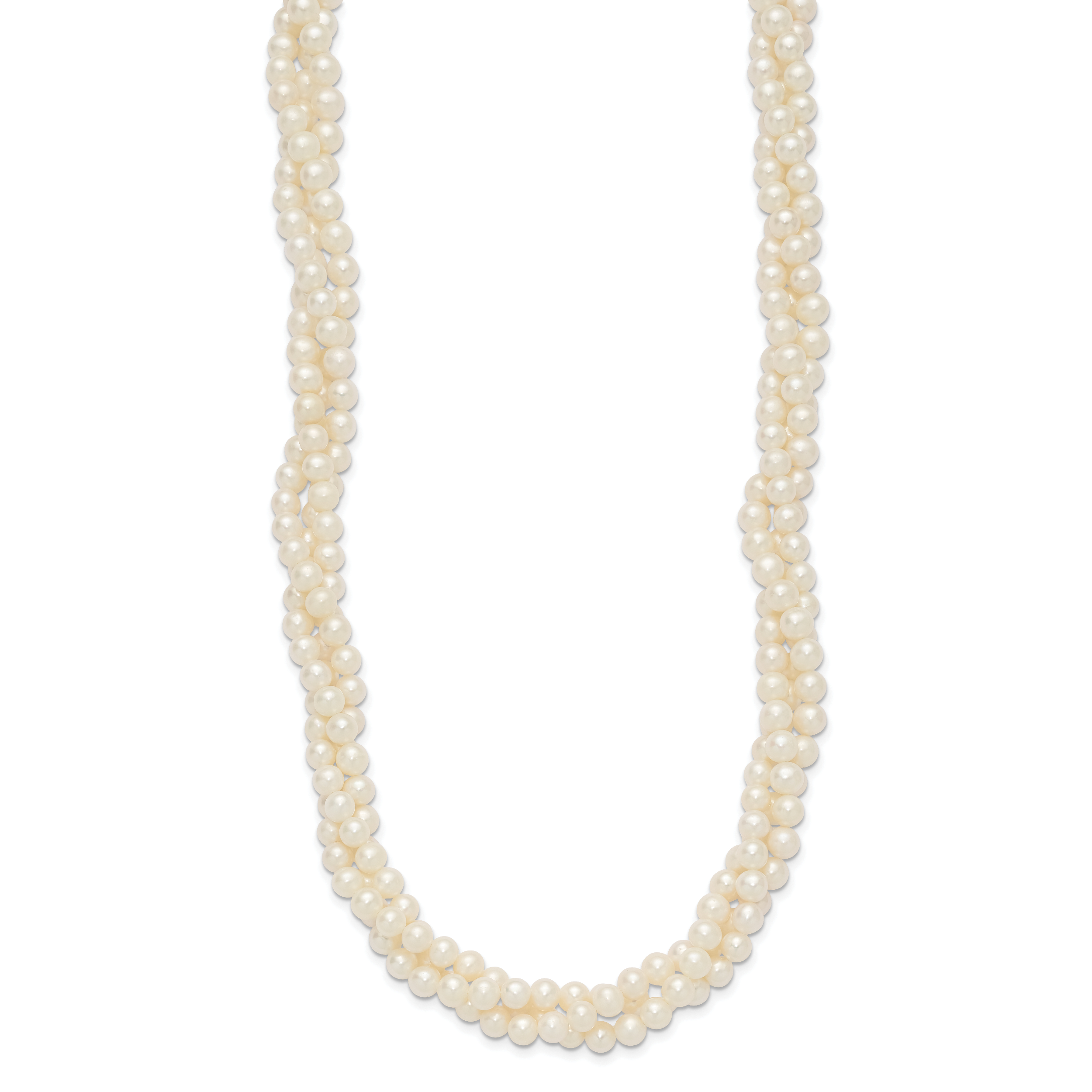14k 6-7mm White Near-Round Freshwater Cultured Pearl 3-Strand 21 inch Necklace XF553