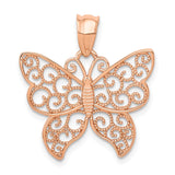 14k Rose Gold Polished Filigree Butterfly Pendant K5327