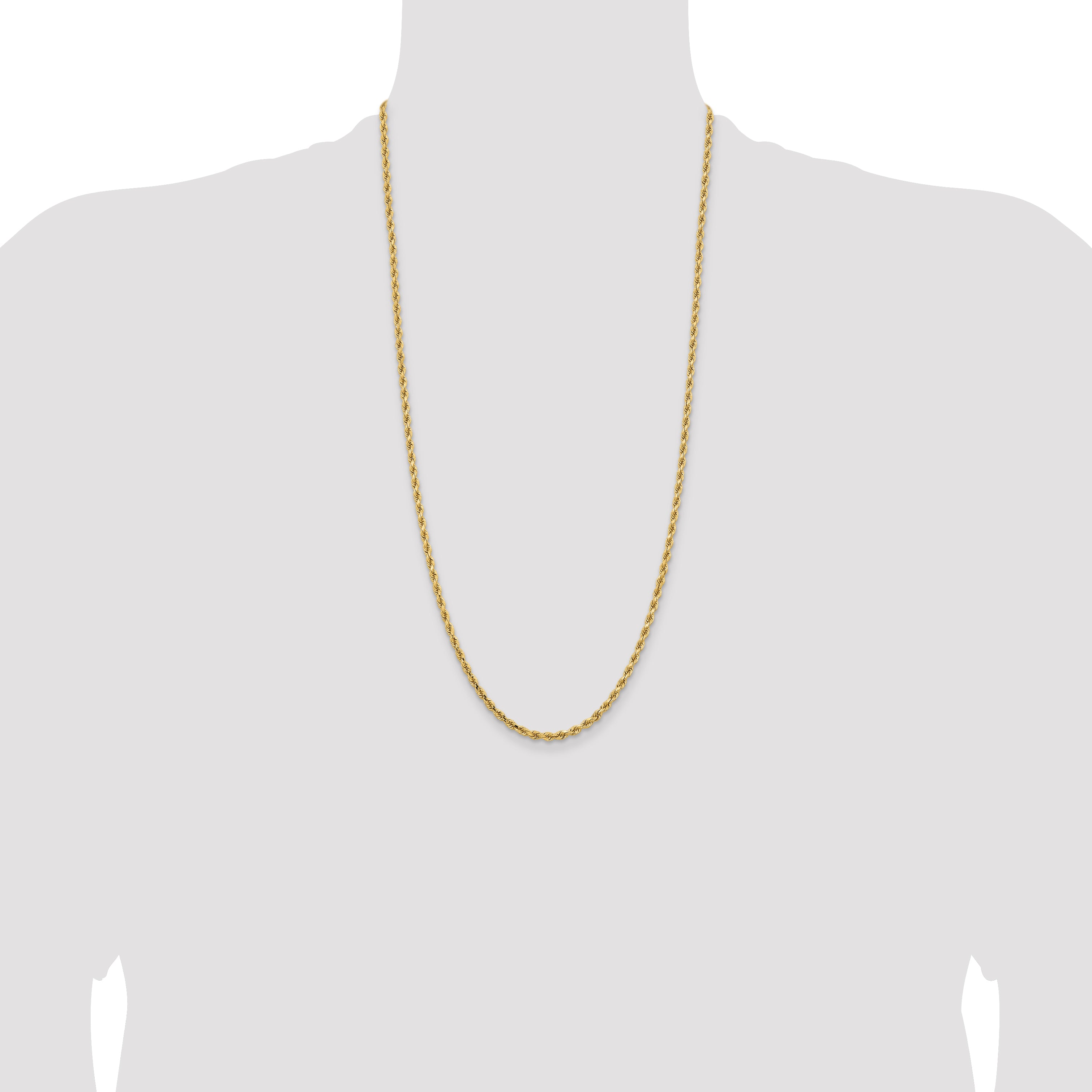 14K 26 inch 3.25mm Diamond-cut Rope with Lobster Clasp Chain 024L