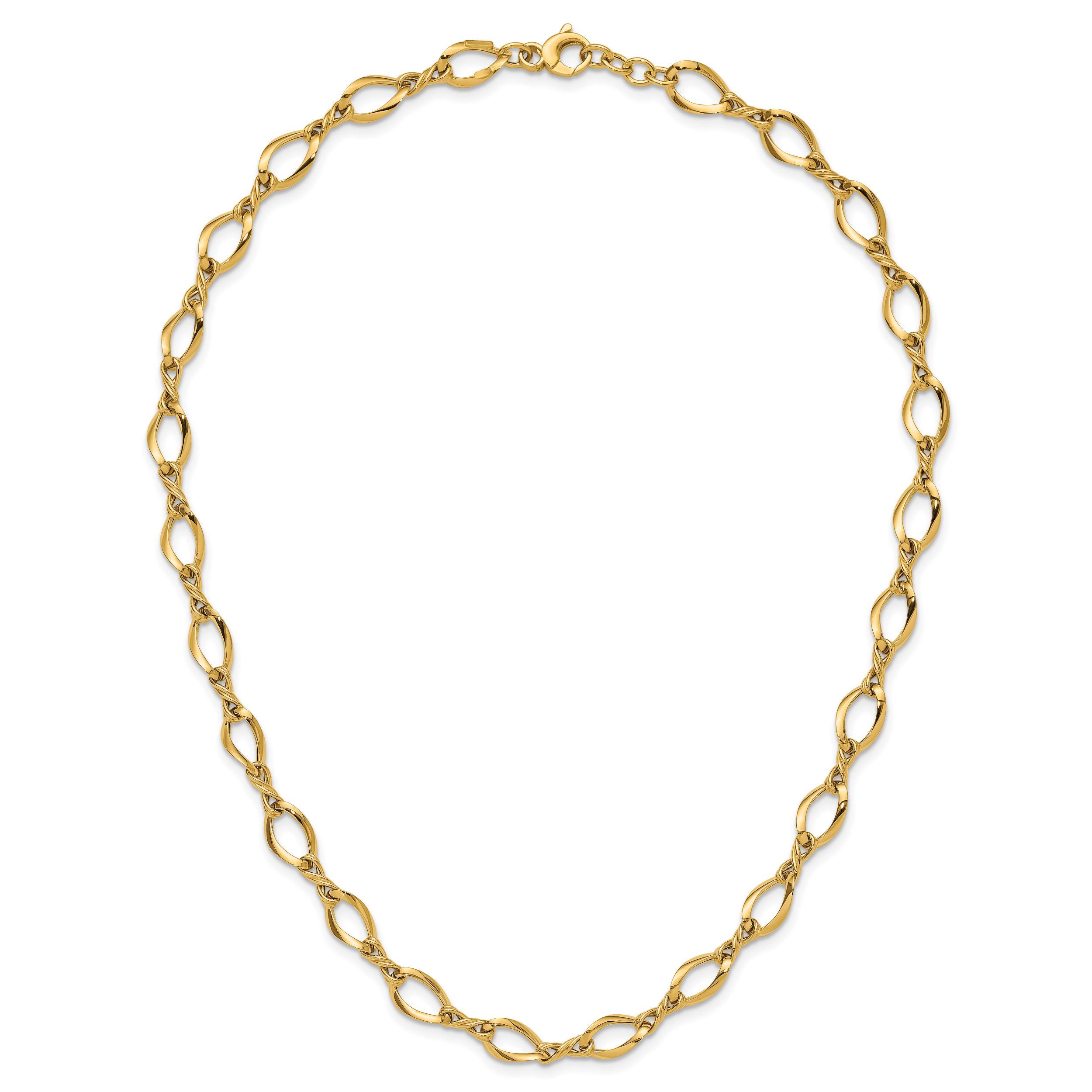14k Fancy Oval and Twisted Link 18 inch Necklace SF2430