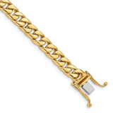 14K 20 inch 6.8mm Hand Polished Flat Beveled Curb Link with Box Catch Clasp Chain LK131