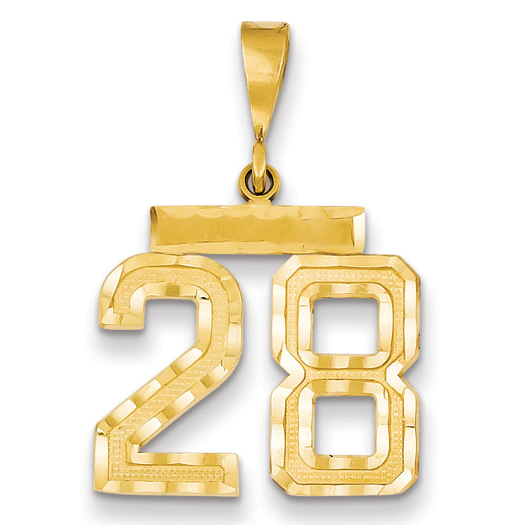 14k Medium Diamond-cut Number 28 Charm MN28