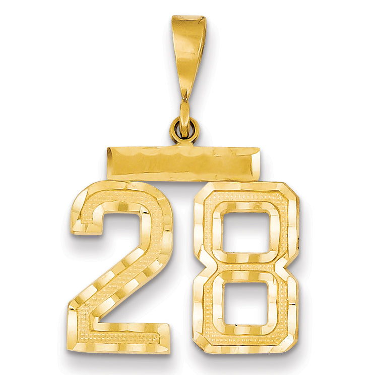 14k Medium Diamond-cut Number 28 Charm MN28