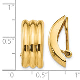 14k 8.5x19mm Polished Ribbed Omega Back Non-pierced Earrings H871