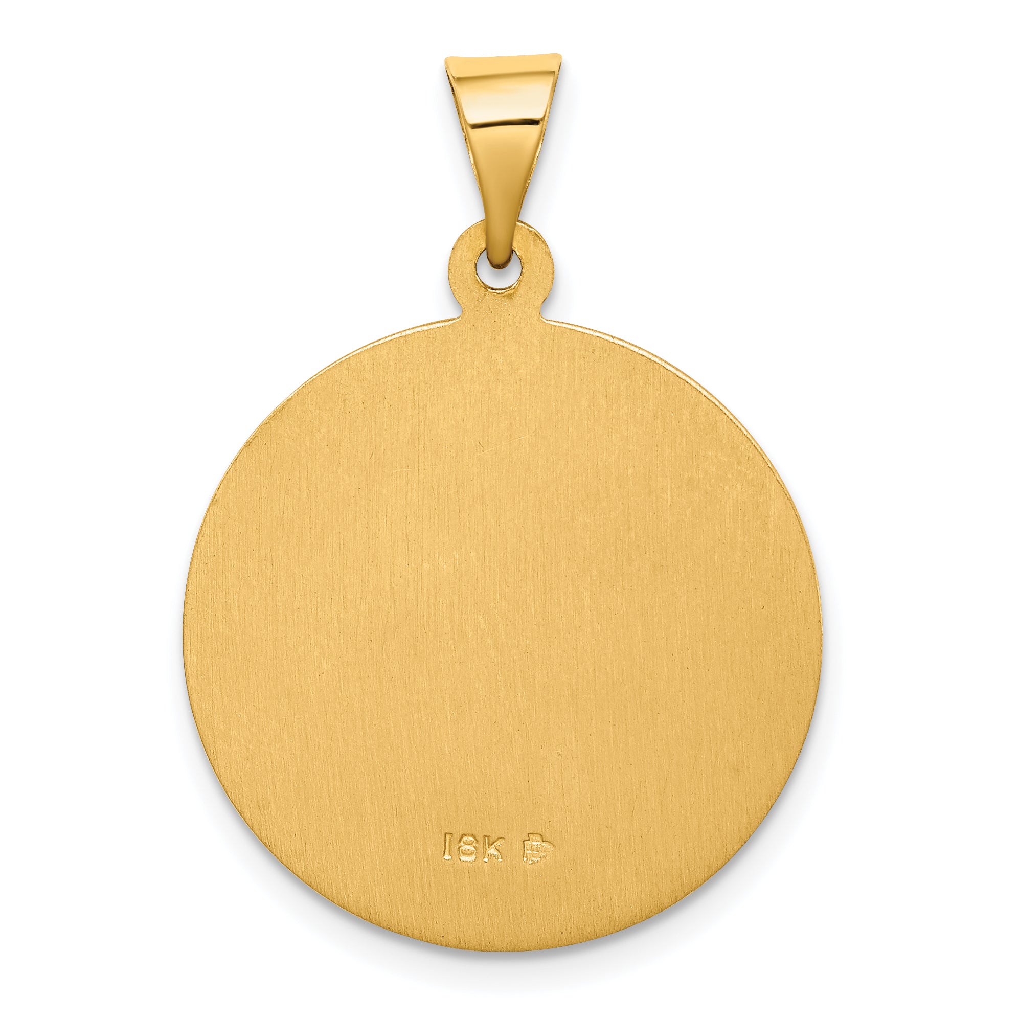 18k Polished and Satin Solid Saint Christopher Medal Round Pendant 18XR16