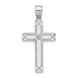 14k White Gold Solid Laser Etched Cross Pendant XWR29