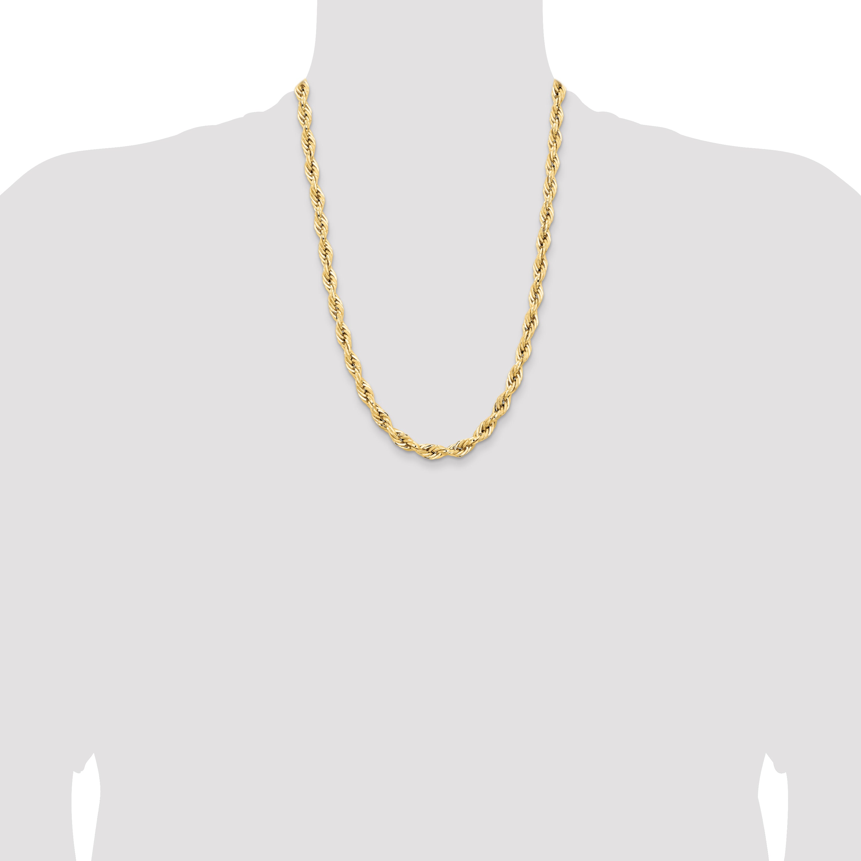 14K 18 inch 7mm Semi Solid Rope with Lobster Clasp Chain BC194