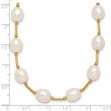 14k 7-8mm White Rice Freshwater Cultured Pearl Beaded 18 inch Necklace XF558