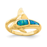 14K Lab Created Opal Dolphin Ring R656