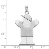 14k White Gold The Kids Large Boy with Hat on Right Engravable Love Charm XK430