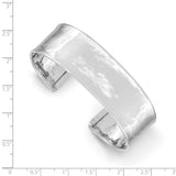 14k White Gold 19mm Hammered Polished Cuff Bangle Bracelet DB564