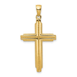 14K Textured Outline Cross Pendant C4191