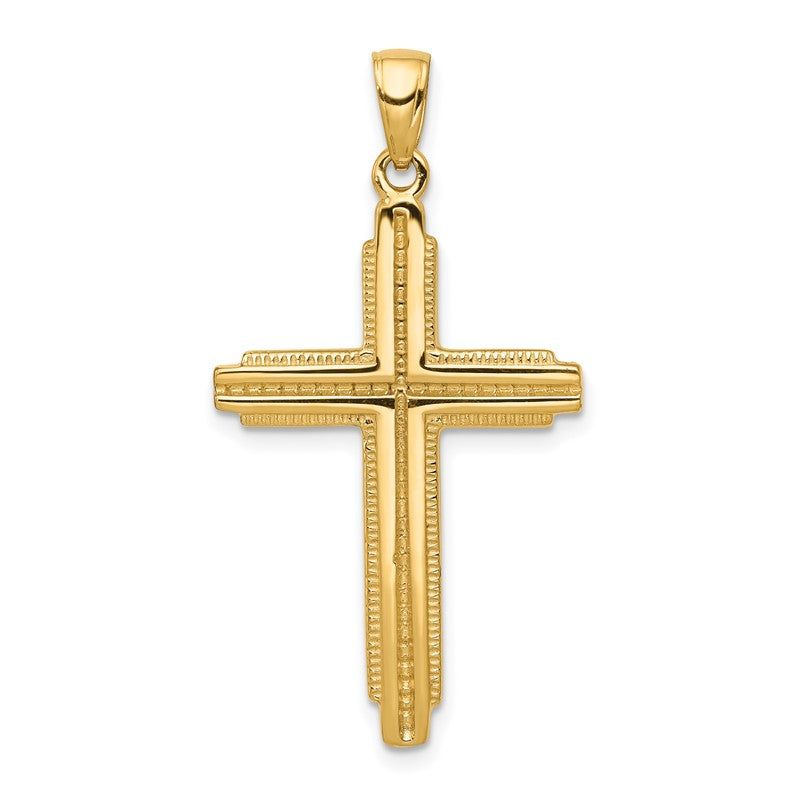 14K Textured Outline Cross Pendant C4191