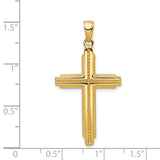 14K Textured Outline Cross Pendant C4191