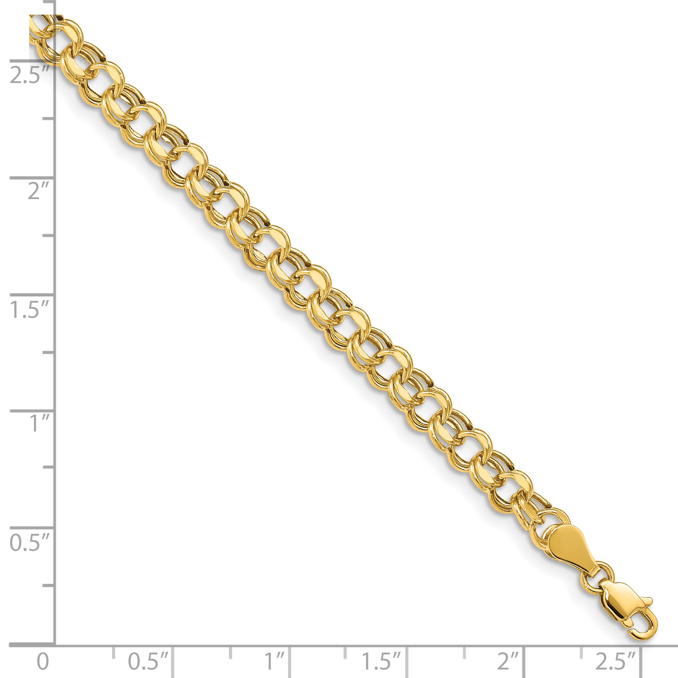 14k 5mm Hollow Double Link 7.25 inch Charm Bracelet SSD1