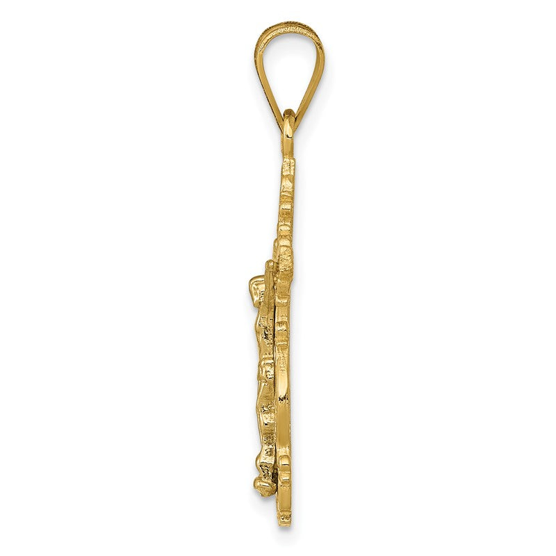 14K Two-tone Small Narrow Crucifix Pendant C4395