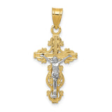 14K Two-tone Small Narrow Crucifix Pendant C4395