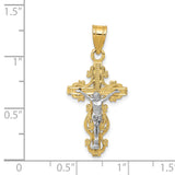 14K Two-tone Small Narrow Crucifix Pendant C4395