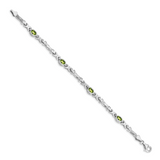 14k White Gold Complete Oval Amethyst Fancy Link 7 inch Bracelet BM4497