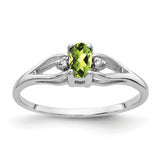 14k White Gold 5x3mm Oval Peridot and AA Diamond Ring Y2080PE/AA