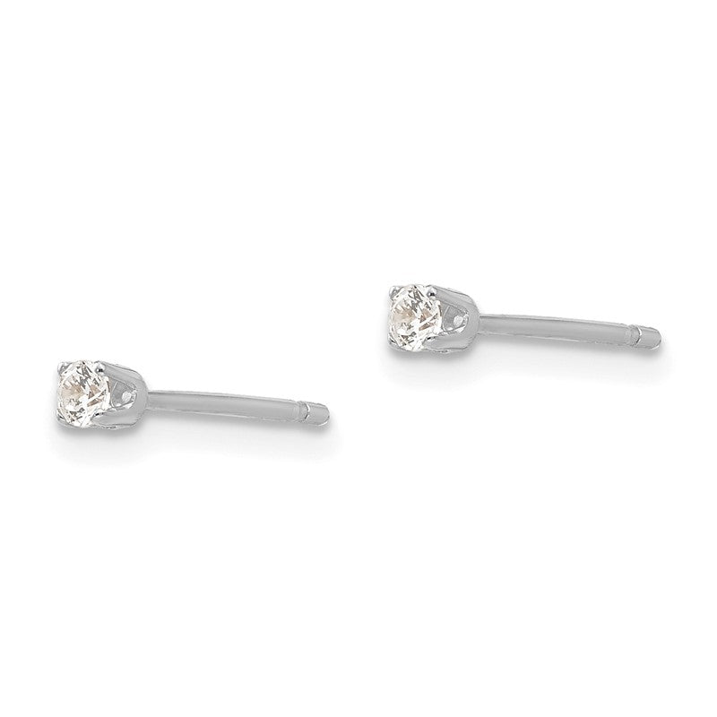 14k White Gold 2.25mm Round CZ Stud Earrings XD1WCZ