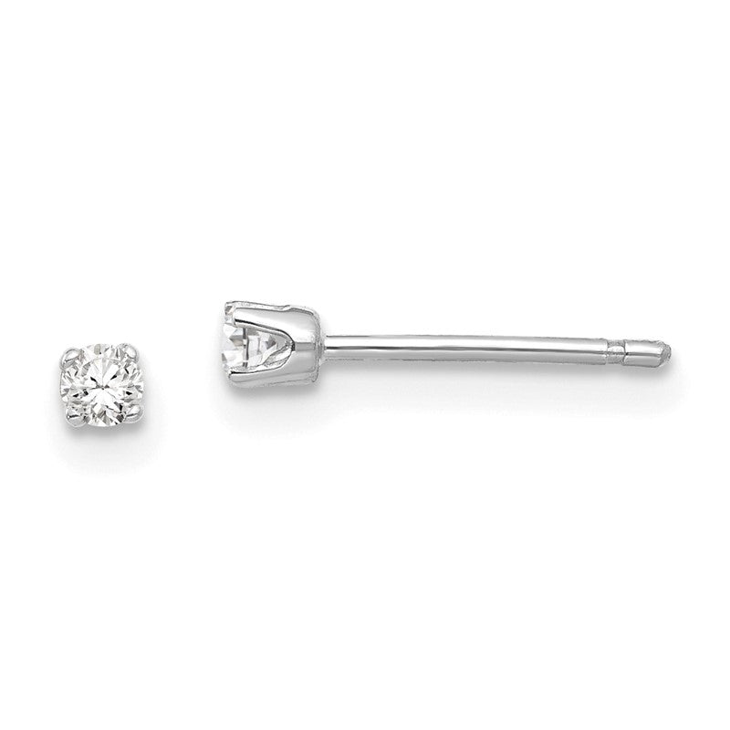 14k White Gold 2.25mm Round CZ Stud Earrings XD1WCZ
