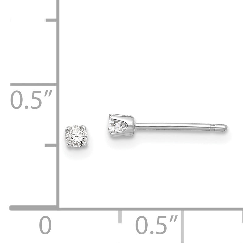 14k White Gold 2.25mm Round CZ Stud Earrings XD1WCZ