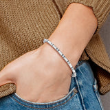 14k White Gold Complete 2.8 carat Round VS Diamond Bar Link 7 inch Tennis Bracelet X2177WVS