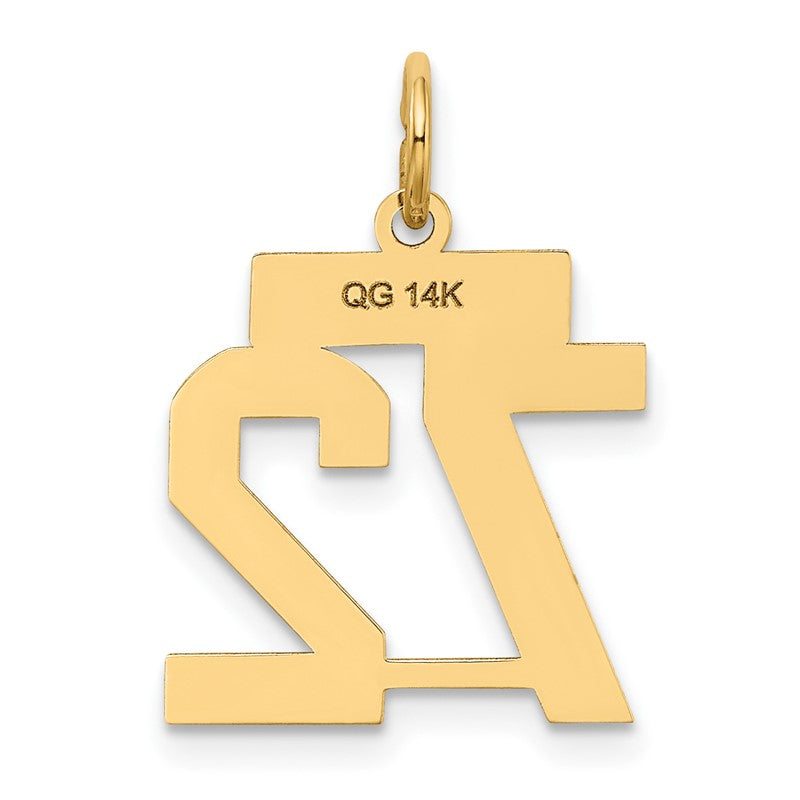 14k Small Satin Number 72 Charm LSS72