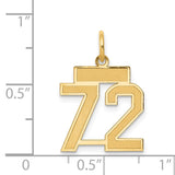 14k Small Satin Number 72 Charm LSS72