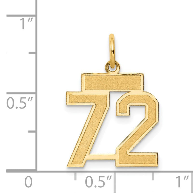 14k Small Satin Number 72 Charm LSS72