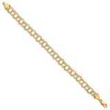 14k 7mm Solid Triple Link 7 inch Charm Bracelet TO748