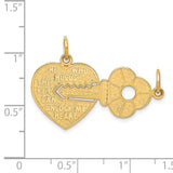 14K Polished 2-Piece Break-Apart HE WHO HOLDS THE KEY CAN UNLOCK MY HEART Charm C1025
