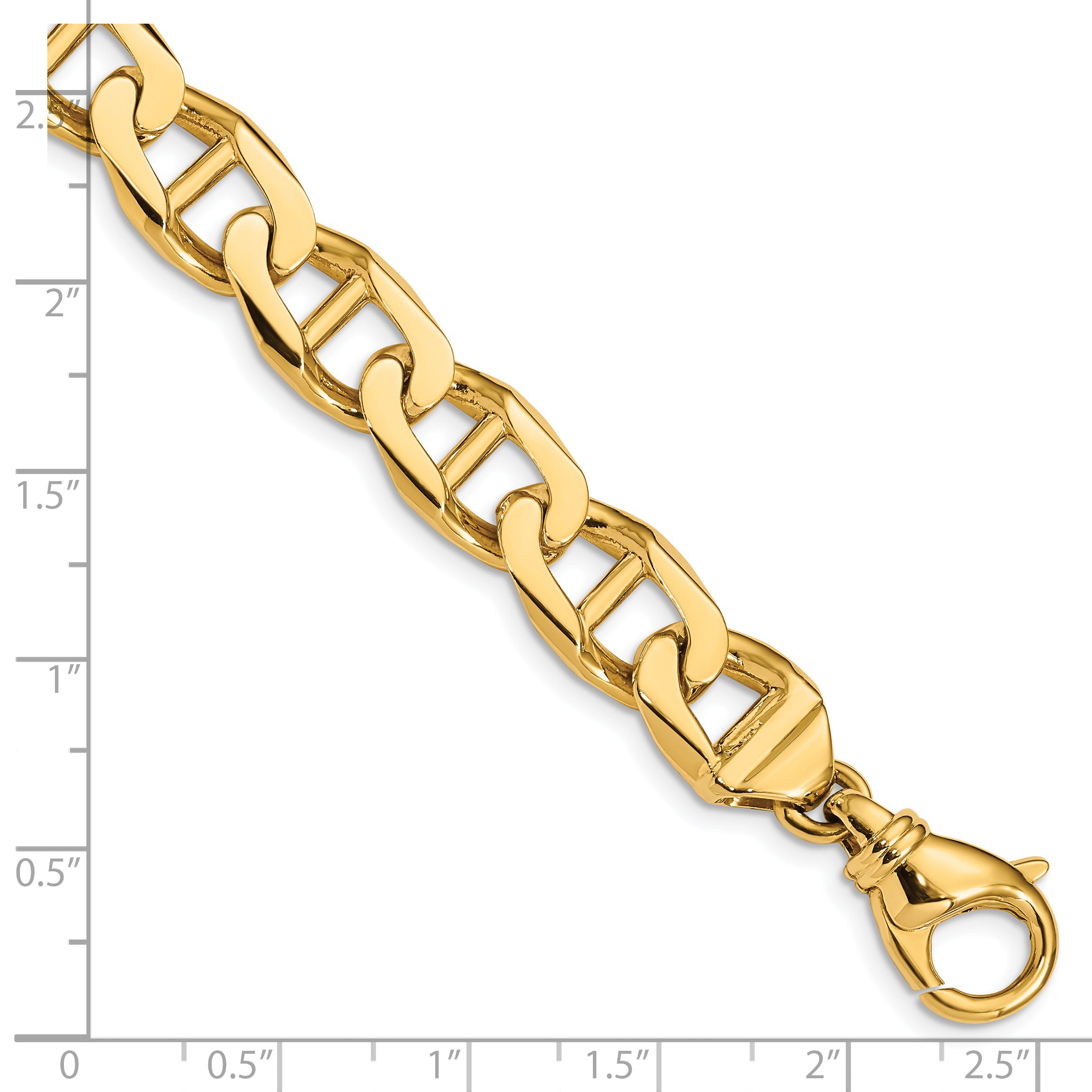 14K 20 inch 10.3mm Hand Polished Fancy Anchor Link with Fancy Lobster Clasp Chain LK102