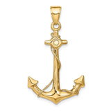 14k 3-D Anchor with Rope Pendant C3342