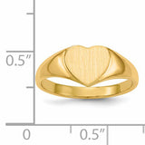 14k 8.5x7.5mm Open Back Heart Signet Ring RS506