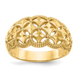 14K Diamond-cut Scalloped Edge Pattern Dome Ring K4620