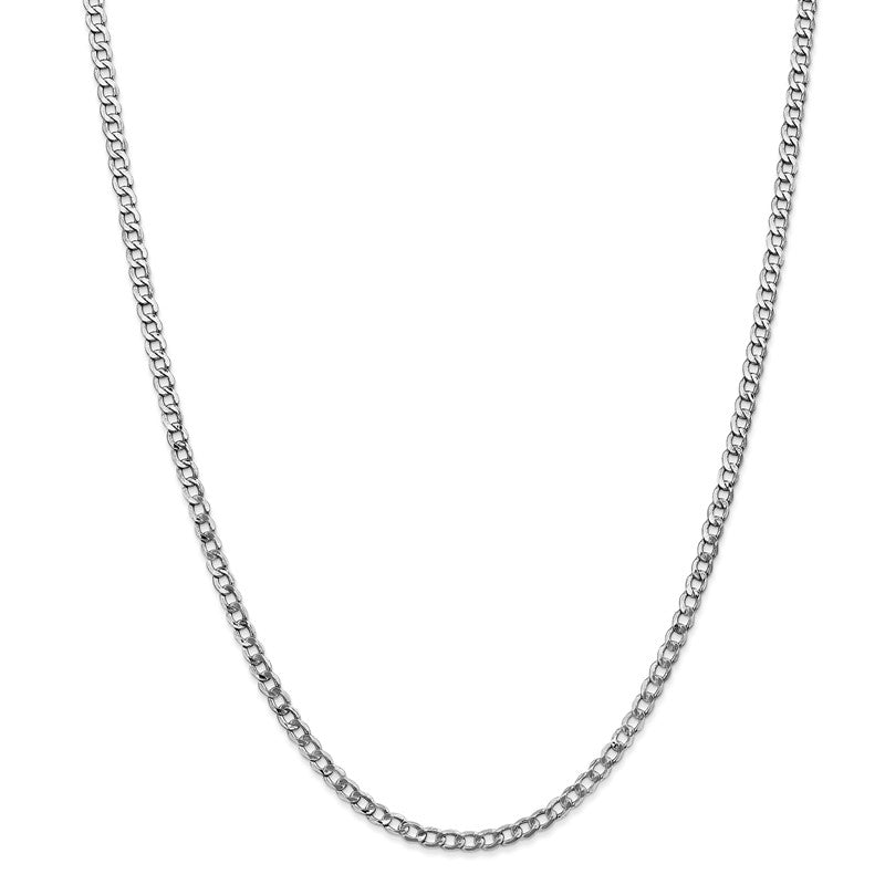 14K White Gold 10 inch 3.35mm Semi-Solid Curb with Lobster Clasp Anklet BC103
