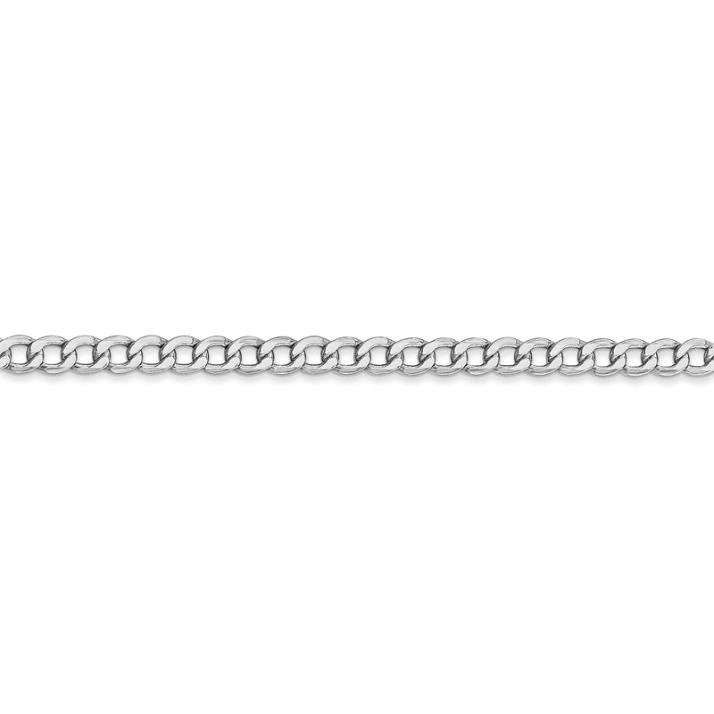 14K White Gold 10 inch 3.35mm Semi-Solid Curb with Lobster Clasp Anklet BC103