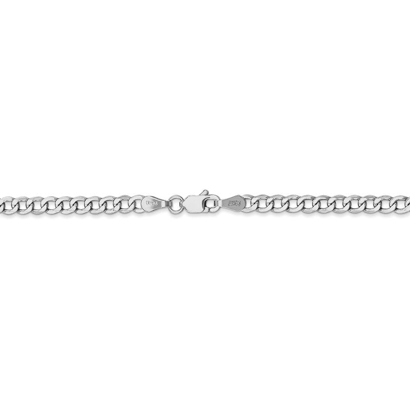 14K White Gold 10 inch 3.35mm Semi-Solid Curb with Lobster Clasp Anklet BC103