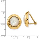 14k Omega Clip Mother of Pearl Cabochon 16mm Non-pierced Earrings H940