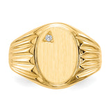 14k .02ct. AA Diamond 10.0x13.5mm Oval Open Back Mens Signet Ring RS178AA