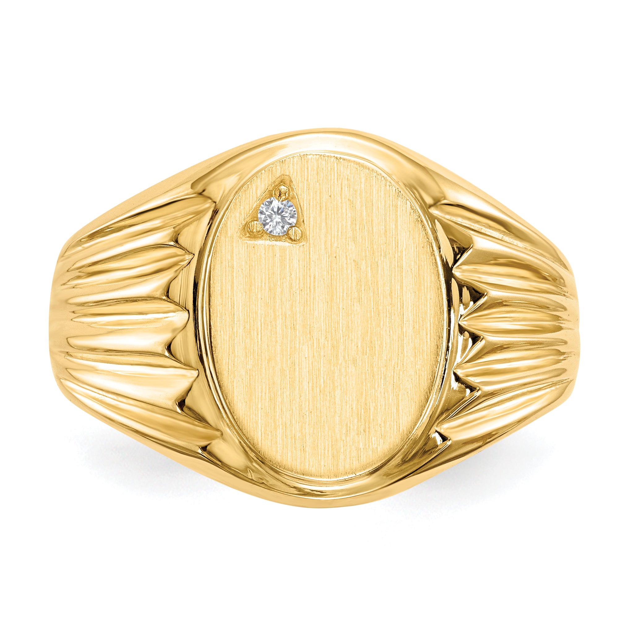 14k .02ct. AA Diamond 10.0x13.5mm Oval Open Back Mens Signet Ring RS178AA