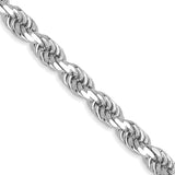 14K White Gold 26 inch 3.5mm Diamond-cut Rope with Lobster Clasp Chain 025W