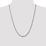 14K White Gold 26 inch 4mm Flat Figaro with Lobster Clasp Chain WFIG100