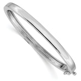 14k White Gold 5.3mm Polished Solid Hinged Oval Bangle Bracelet XB259