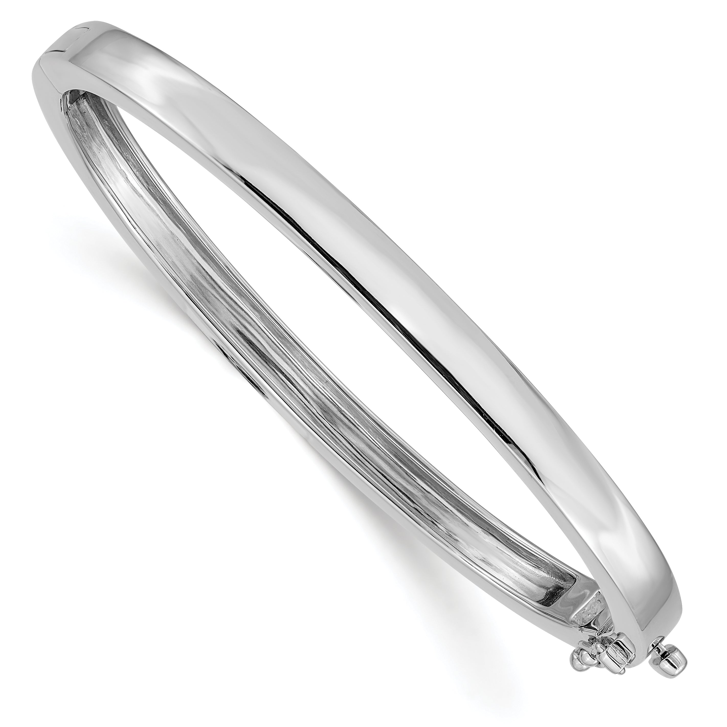 14k White Gold 5.3mm Polished Solid Hinged Oval Bangle Bracelet XB259